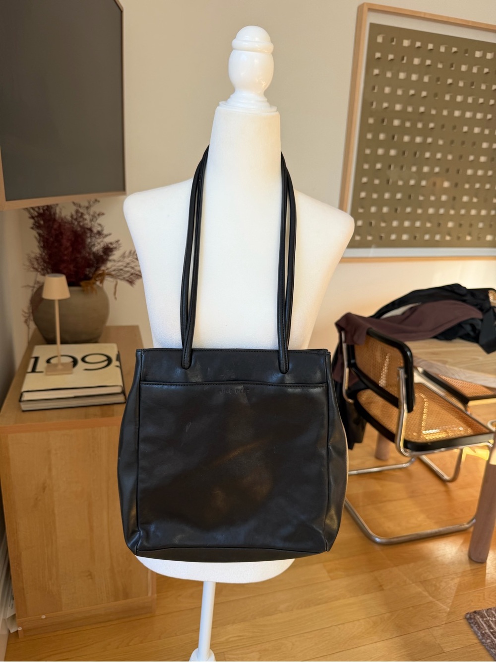 Nine West Black Leather Double-Handle Tote